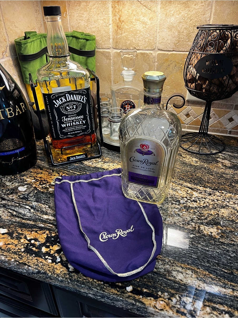 Crown Royal 1.75L Bottle & Purple Velvet Crown Royal Bag